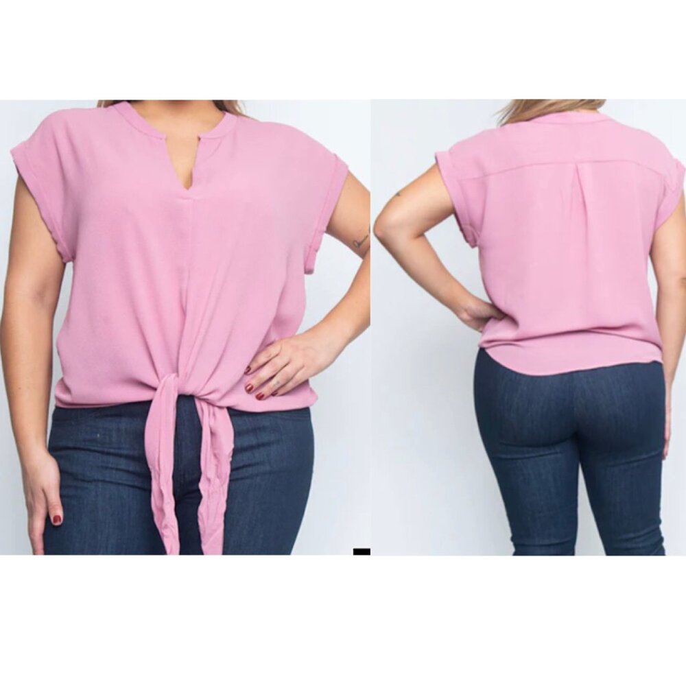 NEW  Plus Size Dolman Sleeve Mauve Chiffon Top with Tied Waist
